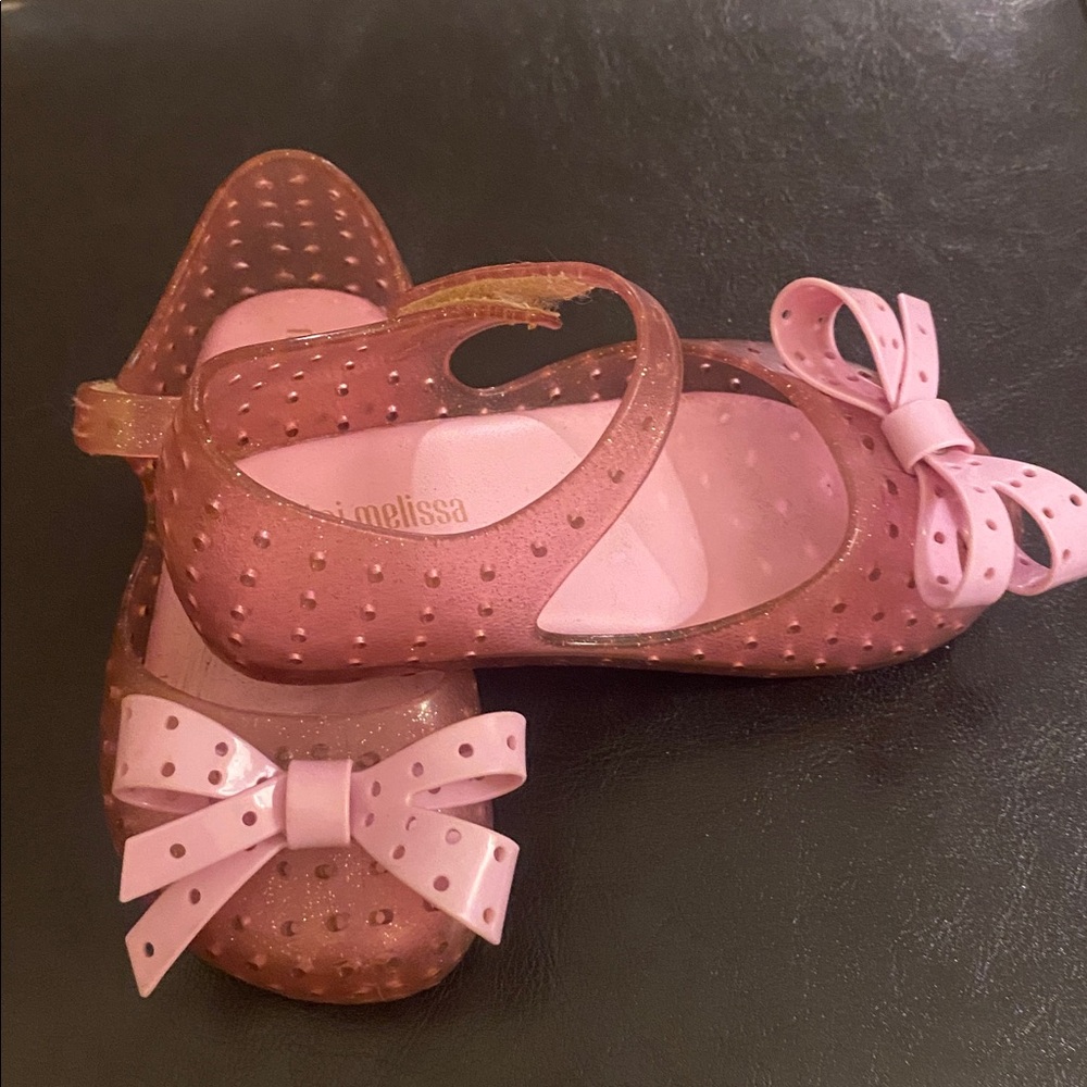 Mini Melissa Sparkling Pink Bow Dress Shoes size 8 girls - Picture 3 of 12